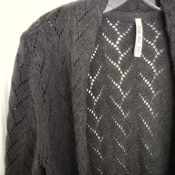 Leo & Nicole Gray Sweater Cardigan Open Front Duster Light Knit LS M - Picture 5 of 8
